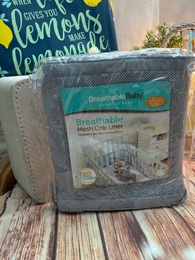 BreathableBaby Gray Mesh Crib Liner - Breathable Crib Protection